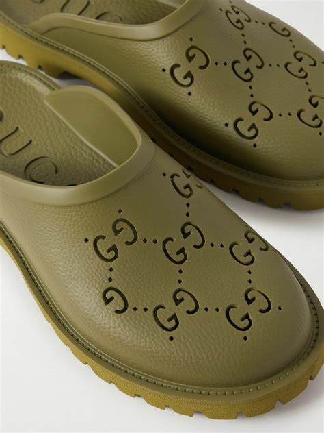 gucci rubber clogs green|Gucci logo rubber platform sandals.